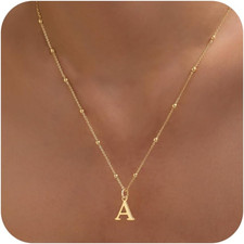 Stocking Stuffers Initial Necklaces for Women Dainty 14K Gold Plated A-Z Letter