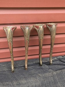  Vintage Set of 4 Salvaged Cast Metal Art Nouveau Style Bench Legs