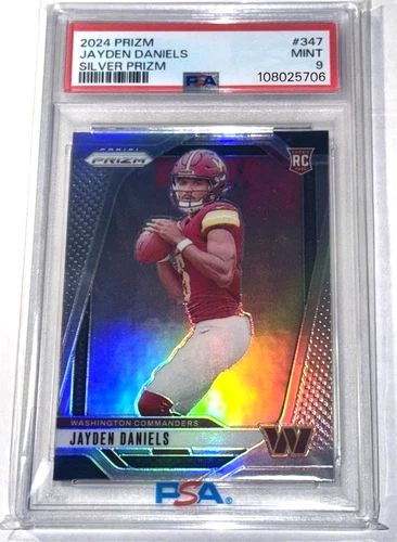 2024 Panini Silver Prizm #347 Jayden Daniels Commanders RC Rookie PSA 9 MINT