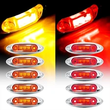 10x 3LED Side Red/Amber Lights Marker Trailer Truck Clearance RV Light Lamp