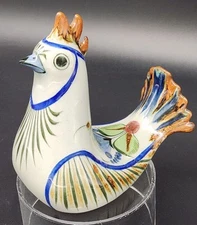 Signed Ken Edwards Pottery Tonala Bird Rooster Chicken Figurine Mexico 6.75"Tall