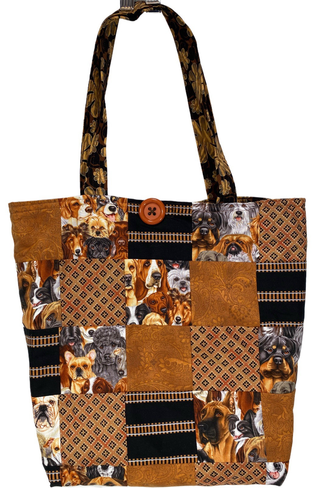 Handmade Patchwork Dog Brown Reuseable Tote Shopp… - image 1
