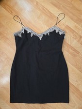NEW PRINCESS POLLY BLACK MINI DRESS RHINESTONES SZ 11/12
