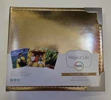 Project Life 4"x4" GOLD SCRAPBOOK ALBUM Includes 10 Protectors 2 Ring Binder