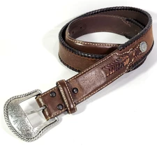 Nocona Belt Brown Leather Cowboy Western Wear Men 36 Braid Stud Accent N24756644