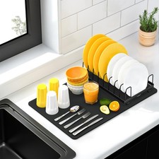 Dish Drying Mat and Rack Set, Quick Dry Diatomaceous Earth Mat with Stainless...