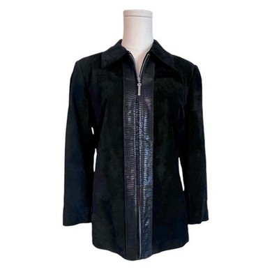 Preston & York Black Soft Suede Leather Full Zip Jacket Womens Size Medium
