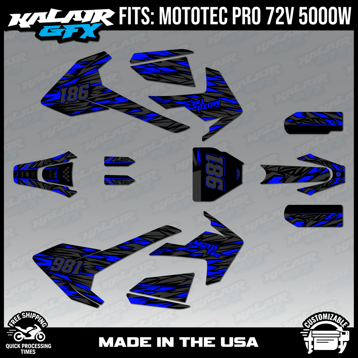 画材 Lizardrite Genuine Graphics Kit for MotoTec Pro 72v 5000W (All Years) Twitch Series
