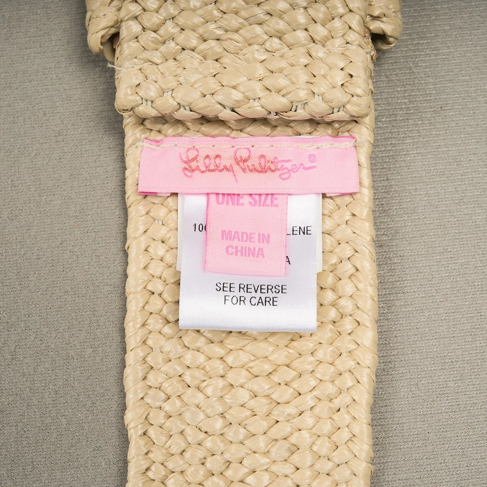 Lilly Pulitzer Sullivan Belt  Natural Beige Stretch Raffia Style 2" Wide OSFO - Image 2 of 4