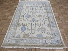 4'1 x 6 Hand Knotted Ivory Modern Oushak Oriental Rug G16799
