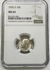 1955-S Roosevelt Dime 10c NGC MS65 Mint State Uncirculated