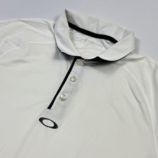 Oakley Polo Shirt Mens Medium White Regular Fit Golf Performance Stretch Top