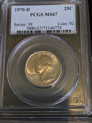 1970-d PCGS MS-67 MS67 Washington Quarter OBH Old Blue Holder