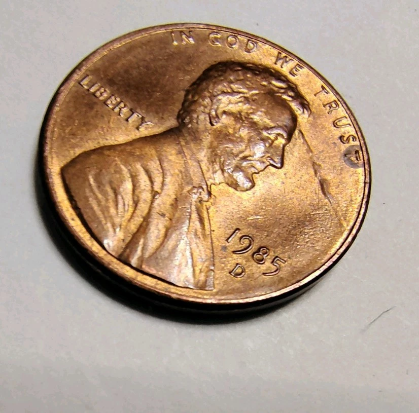 1985 D Penny Huge Die Break Obverse & Grease Struck Through Letters COD - Image 4 of 4