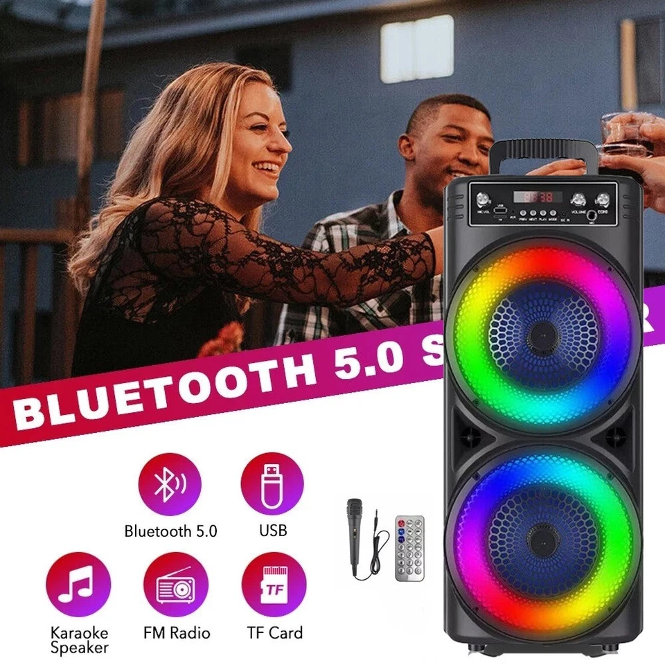 6000W Portable Bluetooth Speaker Sub Woofer Heavy Bass Sound System Party Mic UK - Image 3 of 4