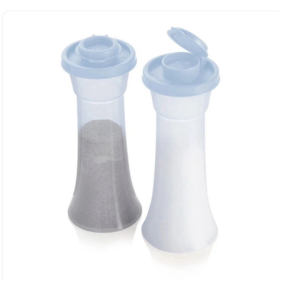 Large Hourglass Salt and Pepper Shaker Set 5.7 fl oz 5.9 in Blue Purple Lid