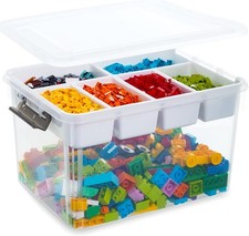 17QT Clear Craft Organizers and Storage Box with Removable Tray