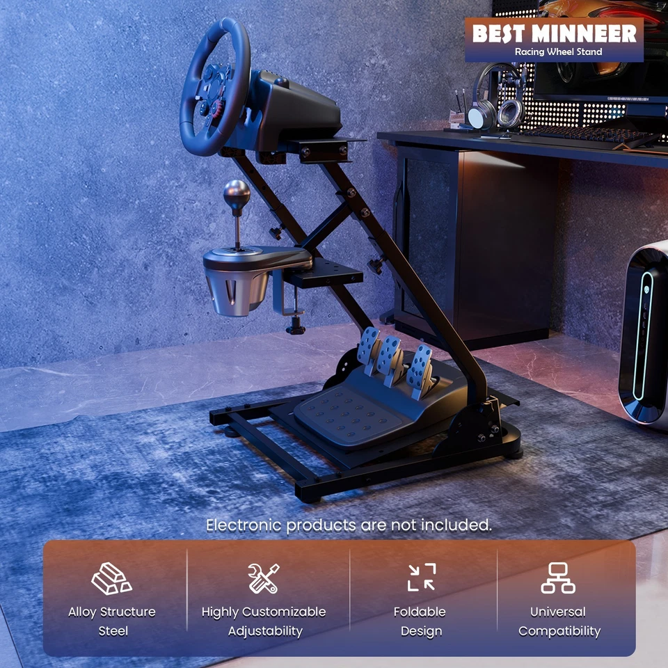 Minneer Racing Steering Wheel Stand Foldable&Multi-level Adjustable Fit Logitech - Image 3 of 4