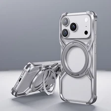 Shockproof Frame Case For iPhone 15 16 17 Pro Max/Plus Aluminum Ring Stand Case