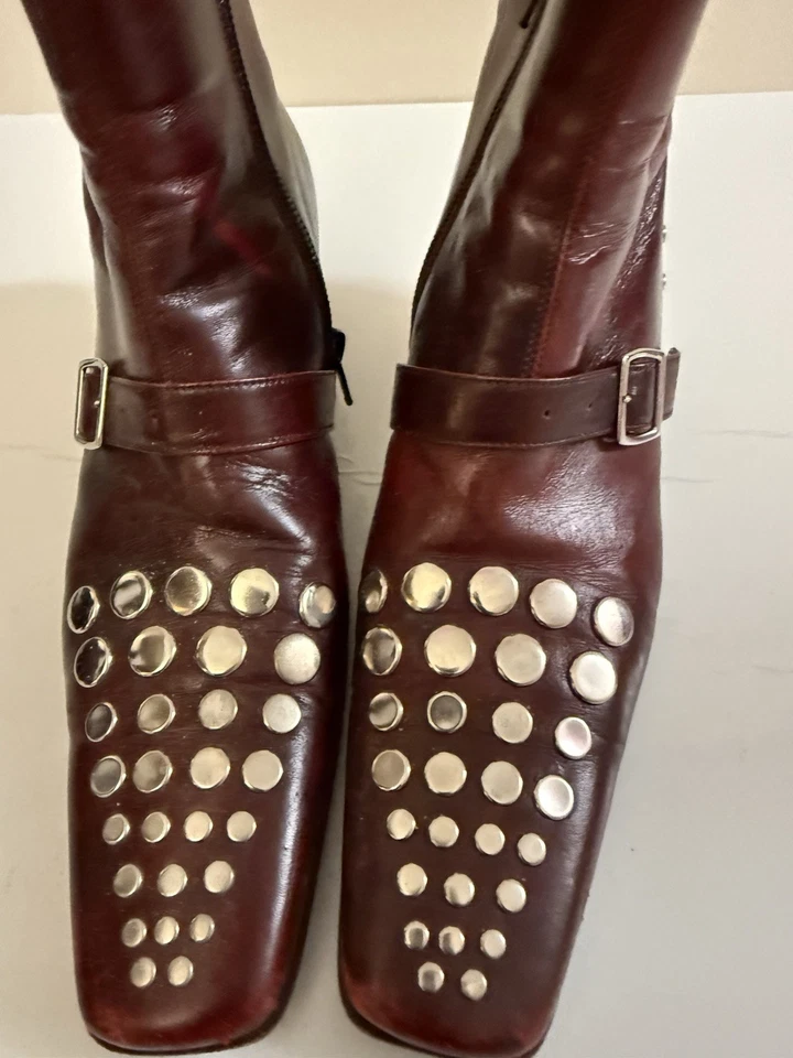 Gianni Barbato Oxblood 靴子银色耳钉女式 37 码 — 第 4/4 张图片