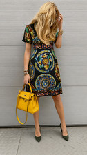 Dolce & Gabbana Runway SS2013 Cotton Sicilian Plates Jacquard A-Line Dress IT38