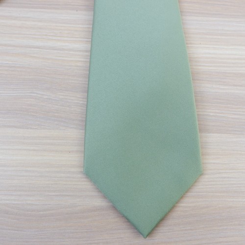 Umo Lorenzo Neck Tie Mens Tea Green Solid Basic Formal Groom Minimal Handmade - Picture 2 of 8