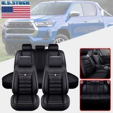For  Hilux 4DOOR Seat Cover Cushion Full Set PU leather 5-Seat Black US