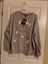 Womens, Feeling Festive Halloween Sweatshirt, Here for the Boos, Size:Medium,NWT