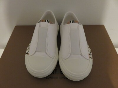 Burberry Kids girls boys white slip on shoes sneakers logo US 7