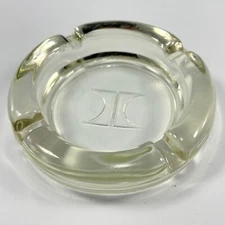 Vintage Hilton Hotel Clear Glass Ashtray Ash Tray Souvenir Blue Logo Tobacciana
