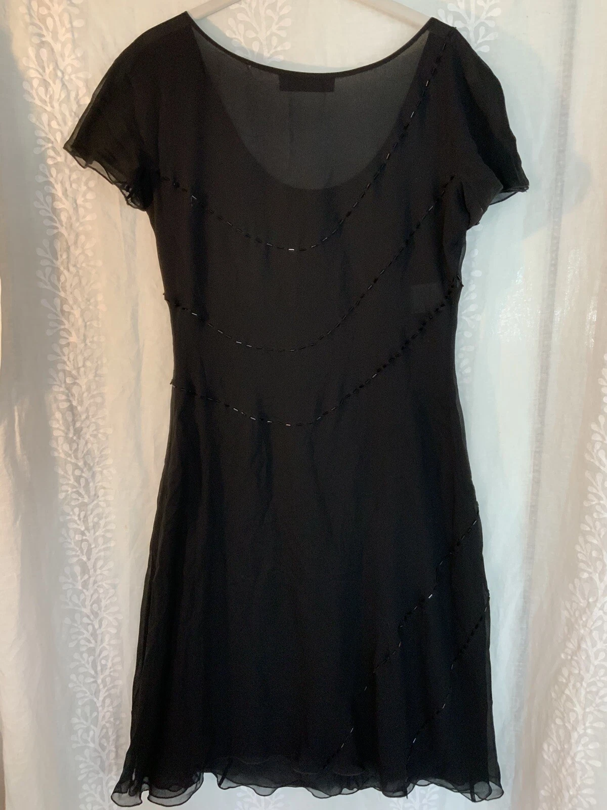 Genny abito vintage trasparente di Gianni Versace con perline nero 8