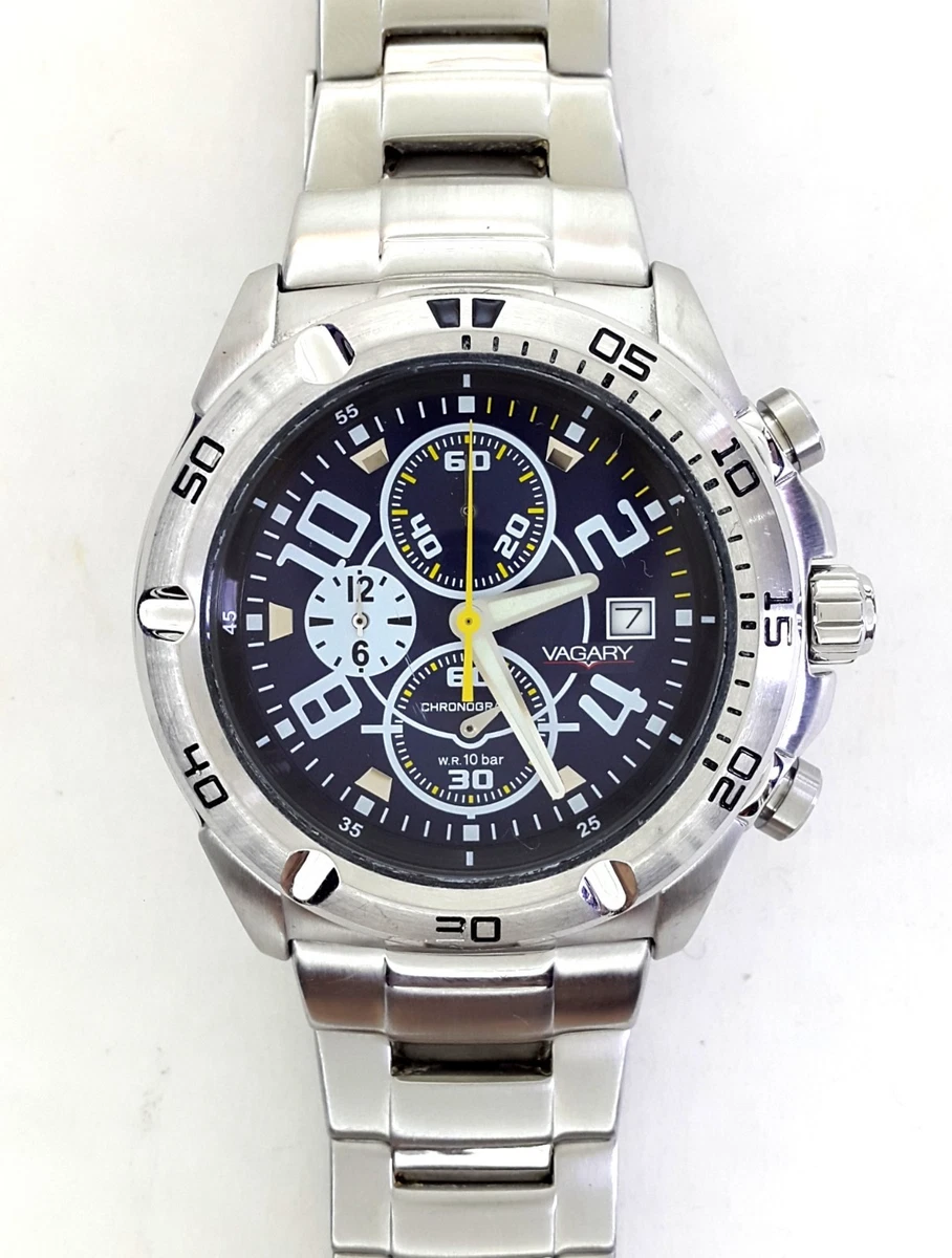 MASSIVE CHRONOGRAPH WATCH VAGARY 0F10 S063779 STEEL BRACELET 100M