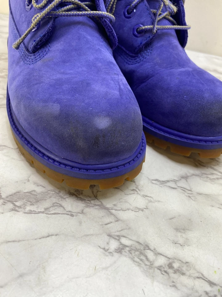 Timberland Niños Azul Gamuza Cuero Botas con Cordones Talla 2 Foto 4 de 4