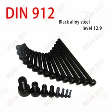 M2.6 Black Alloy Steel Grade 12.9 Allen Hex Socket Cap Head Screws Bolts DIN912