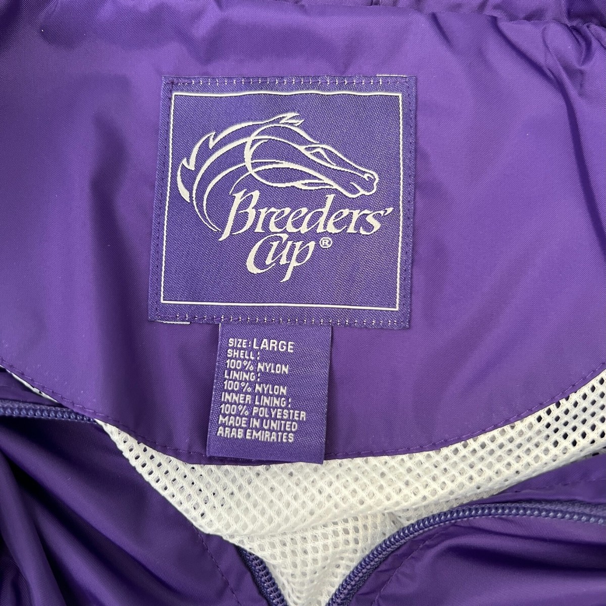 Breeders Cup Jacket Mens Large Long Sleeve Mock Neck Zip