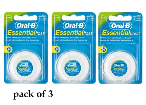 Pack of 3 x ORAL-B ESSENTIAL MINT FLOSS Cleans where your brush can't reach
