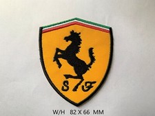 FERRARI LOGO BLACK BORDER EMBROIDERD BADGE/PATCH IRON/SEW FANCY DRESS PRIDE