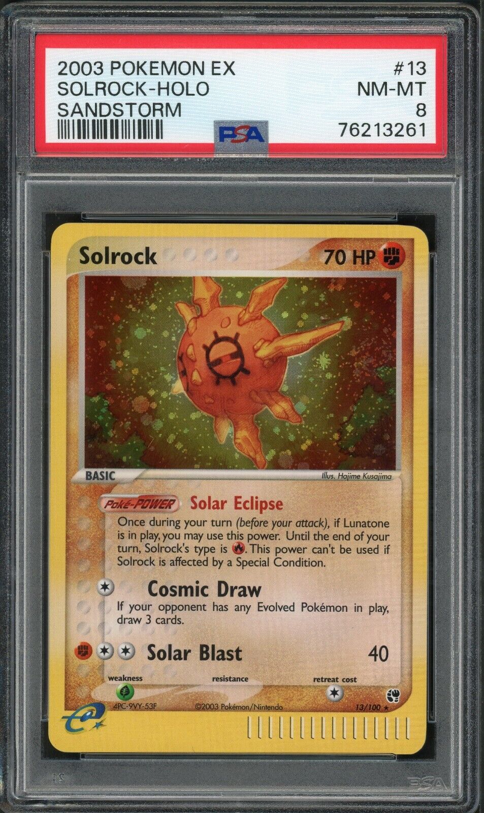 Pokemon PSA 8 NM-MT EX Sandstorm Holo Solrock 13/100 (MD)