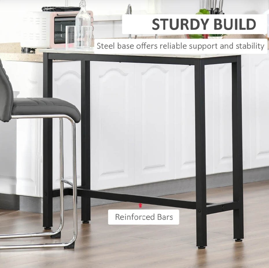Tall Breakfast Bar Table Industrial Cafe Kitchen Dining Room Furniture ...