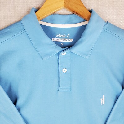 JOHNNIE-O Size Medium Mens Soft Cotton/Modal Polo Shirt Prep-Formance Blue Golf