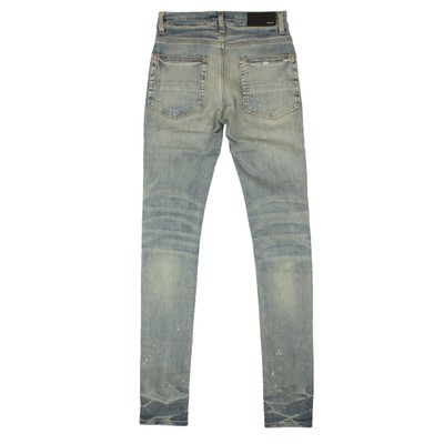 NWT AMIRI Clay Indigo MX1 Leather Playboy Patch Jeans Size 28
