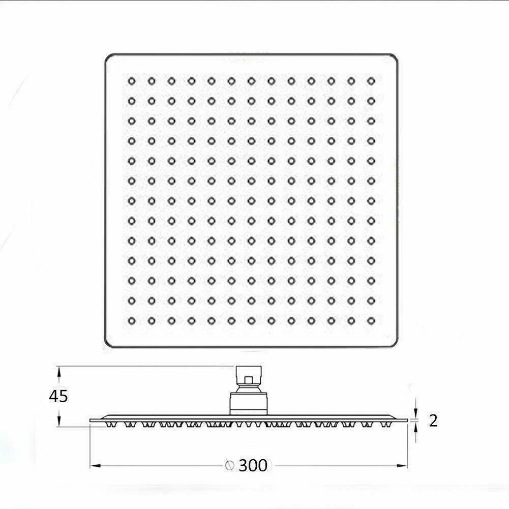 12" Square Shower Head Chrome Stainless Steel Rainfall Overhead Large