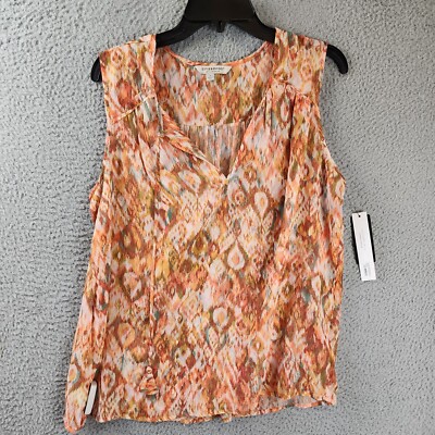LIVERPOOL Los Angeles Tie Front Blouse Women's S Kaleidoscope V-neck Sleeveless~