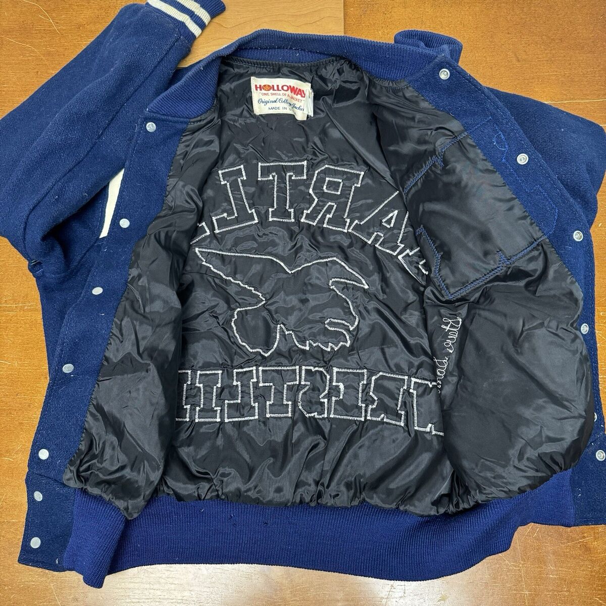 Vintage Holloway Jacket Mens Medium Blue Wool Eagle Varsity Vintage Holloway Jacket Mens Medium Blue Wool Eagle Varsity