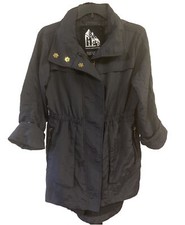 G.e.t. Get Trench Coat Size Xs Gray Raincoat Front Button Close Elastic Waist