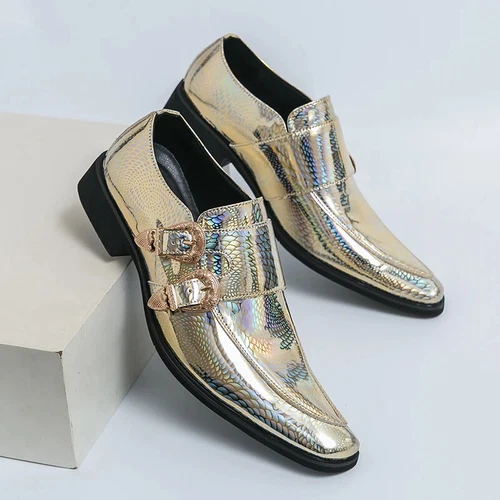 Herren Elegante Schuhe Lackleder Luxus Spitz zulaufend Slipper Flach Hochzeit Schuhe - Bild 17 von 38