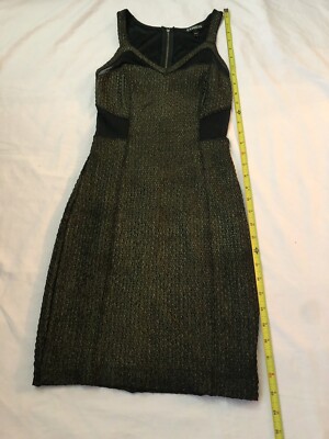 Womens Express Stretch black/gold sexy fitted dress size 0 | eBay