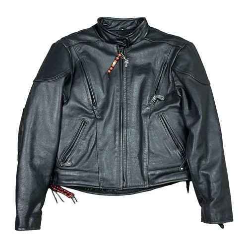 NWT Hot Leathers Black Motorcycle Jacket w/Zip In Liner Size 48