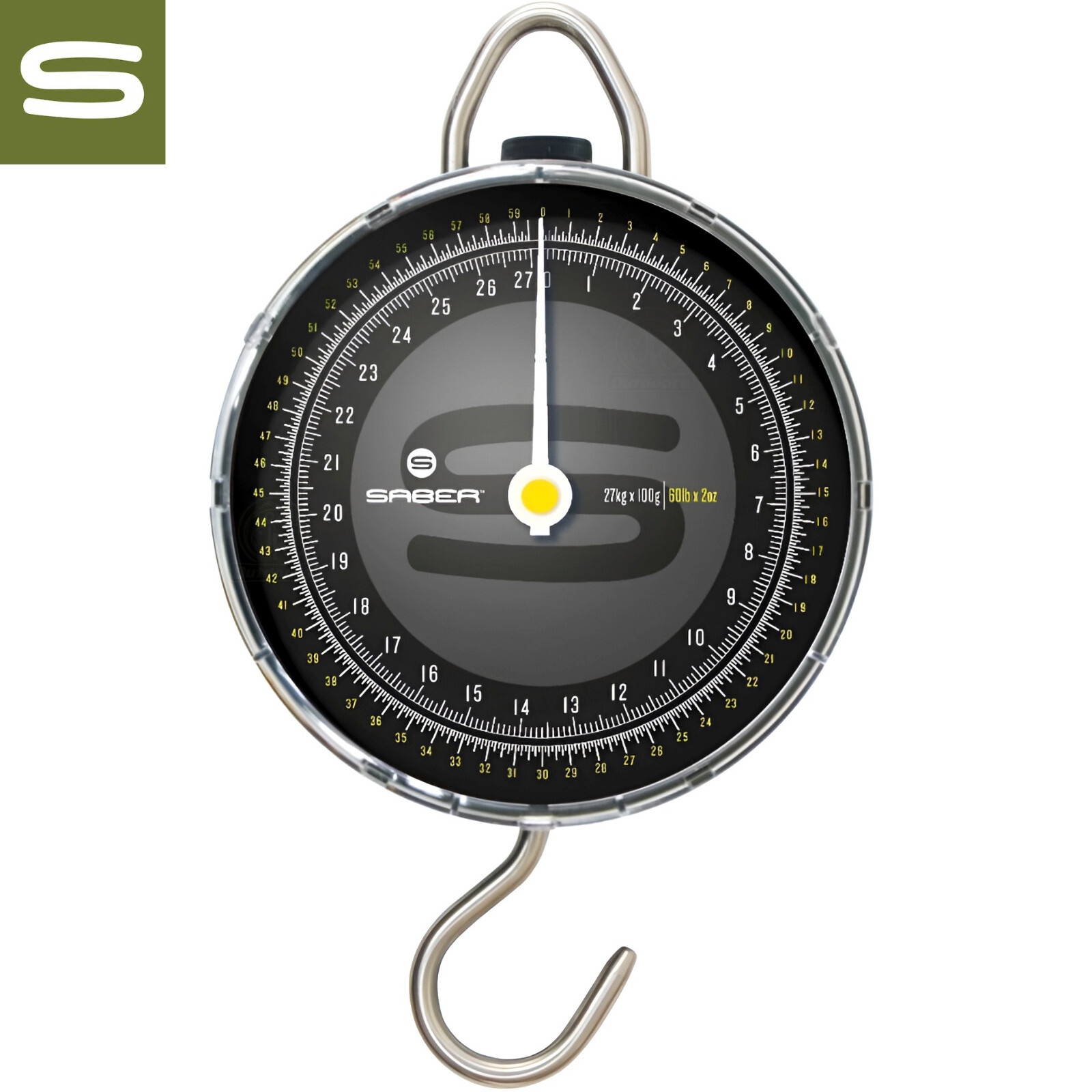 Saber Fishing Scales Dial Portable Weigh Travel Carp Sea Tackle 60lb Black