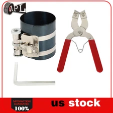 Piston Ring Compressor Installer Ratchet Tool Kit w/Pliers Safety Screw